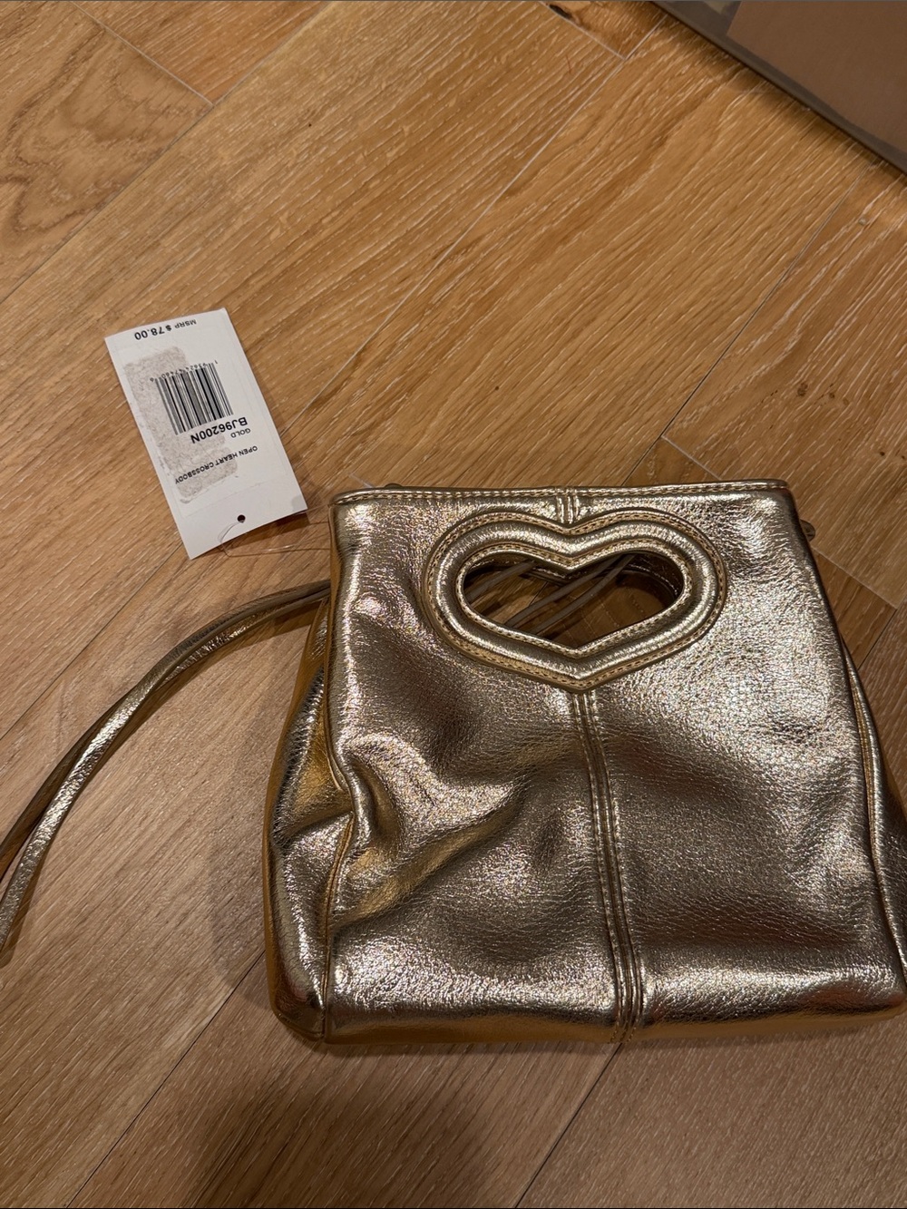 Betsey Johnson Metallic Gold Heart-Handle Mini Crossbody